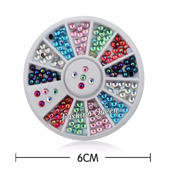 Nový 3 mm 150pcs/set Nail Art Lesk Drahokamu Kolesa Mix 6colors Kúzlo 3d Nail Korálky DIY Dekorácie Nástroje
