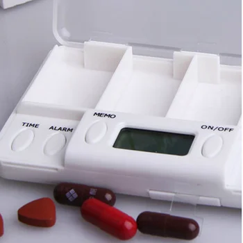 Nový 4 Mriežky inteligencie Časovač Tabletky Pripomienka Medicíny Box Organizátor Skladovanie pilulku prípade starších detí Drog držiteľ