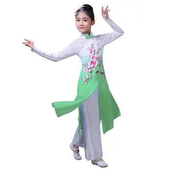 Nový detí klasického tanca kostýmy dievčatá dáždnik tanec ventilátor tanečné kostýmy dievčatá etnických tanec elegantné