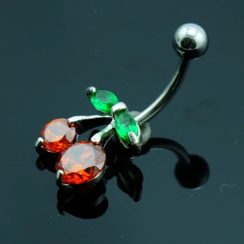 Nový Dizajn 316L Nerezovej Ocele Dvojitý Červený Drahokamu Cherry Pupka Piercing, Prstene Pre Ženy, ktoré Telo Šperky