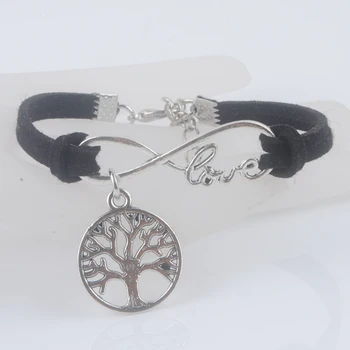 Nový Dizajn a módne šperky infinity strom života náramok kúzlo velvet kožené pre ženy, dievča, darček XY160382