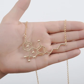 Nový Dizajn Chemické Molekuly THC Štruktúry Vzorec Náhrdelník Prívesok pre Ženy, Mužov, Čierne, Zlaté Šperky Dary