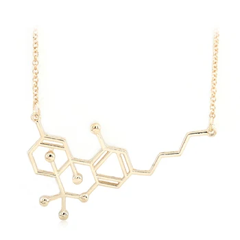 Nový Dizajn Chemické Molekuly THC Štruktúry Vzorec Náhrdelník Prívesok pre Ženy, Mužov, Čierne, Zlaté Šperky Dary