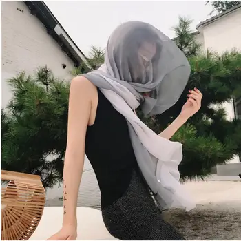 Nový Dizajn Hodváb Letnú Šatku Gradient Dip dye Ženy Moslimských Hidžáb Šatkou Dlhé Mäkké Zábal šatky 170*145 CM