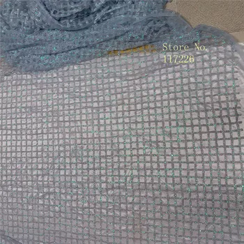 Nový dizajn hot predaj lepené lesk čipky textílie indickej tylu sieťovina v šedej alebo striebra pre sexy šaty