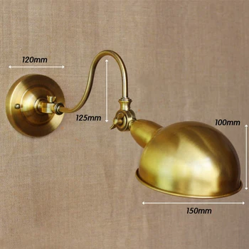 Nový dizajn klasického antického zlata nastaviteľné nástenné svietidlo s dlhými otočné rameno pre pracovne nočné osvetlenie spálne sconce