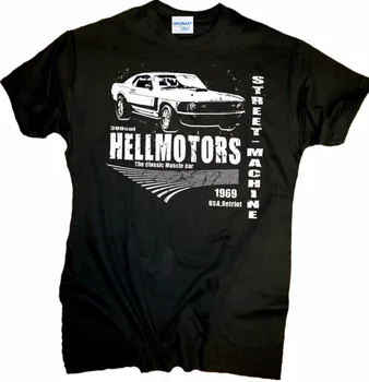 Nový dizajn, krátky rukáv tlačidlo T shirt Hellmotors Mustang Hotrod Mopar NÁS Svalov Auto V8 Ulici Vlastné Bikecasual Tee košele