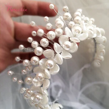 Nový Dizajn Kvetinový hlavový most Handmade svadobných tiara vlasy nosenie Pearl Ženy, hairband Tiara Nevesta Šperky, Svadobné Doplnky RE590