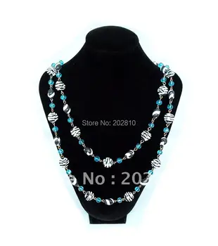 Nový dizajn modré crystal v Čechách korálky náhrdelníky,strieborné pozlátené bohemia Geometrie loptu korálky dlhý náhrdelník pre ženy