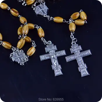 NOVÝ Dizajn Pravoslávnej Dreva Ruženec Korálky Cross Prívesok Náhrdelník Módne Náboženské šperky