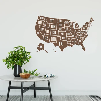 Nový Dizajn USA Mapu Stenu, Nálepky, Obtisky Vinyl Home Office Stenu Decor nástenná maľba Moderného Umenia Mapu Ameriky Tapety Odstrániteľné LC424