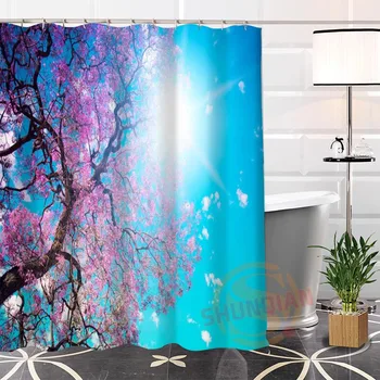 Nový Eco-friendly Vlastné Unikátne Farebné pozadie Textílie Moderný Sprchový Záves kúpeľňa S Háčikmi pre seba H0220-9