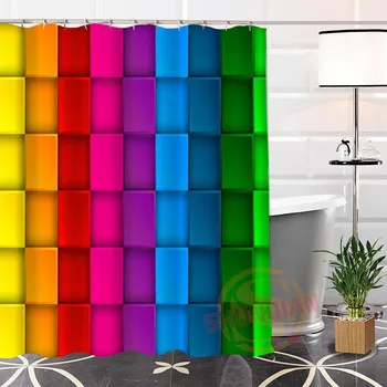 Nový Eco-friendly Vlastné Unikátne Farebné pozadie Textílie Moderný Sprchový Záves kúpeľňa S Háčikmi pre seba H0220-9