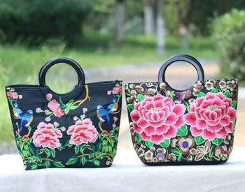 Nový Kvetinový Vyšívané Nákupné tašky!Všetky zápasom Vintage Výšivky Ženy Top-rukoväť tašky Top Nakupovanie Lady Módne kabelky tašky