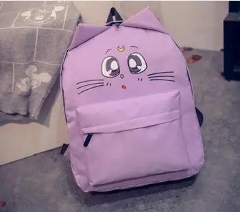 Nový kórejský štýl ženský luna mačka ucho graffiti batoh japonský sailor moon školské tašky pre teenagerov college Voľný čas, tašky