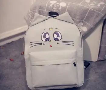Nový kórejský štýl ženský luna mačka ucho graffiti batoh japonský sailor moon školské tašky pre teenagerov college Voľný čas, tašky