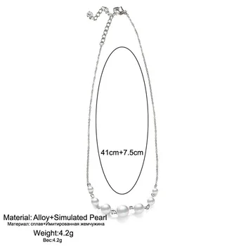 Nový Luxusný Vyhlásenie Šperky, Strieborné Farba Simulované Pearl Kúzlo Reťazca Náhrdelníky Pre Ženy Strany Príslušenstvo Šperky Darček