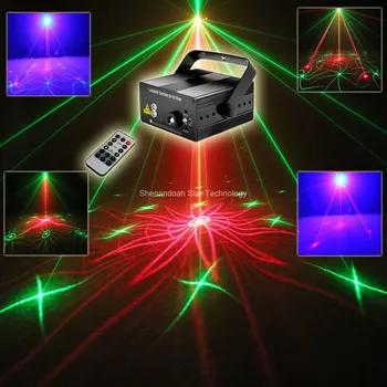 Nový Model Mini Modrá Led Červená Zelená 18 Vzory Laserový Projektor Diaľkové DJ Osvetlenie Tanečné Vianoce Bar Disco Domáce Stranu Svetla Zobraziť L18