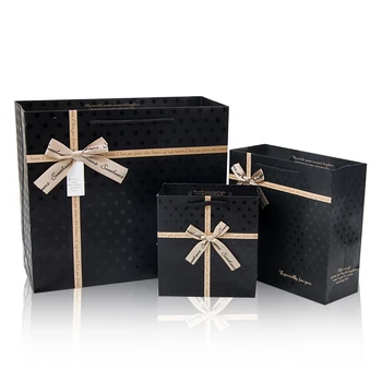 Nový príchod 5 ks/veľa Black darček taška deň otcov dar box vrece prenosné vhodný pre obchodné strana víno svadba, narodeniny