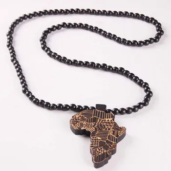 Nový Príchod Afrika Mapa Prívesok Dobrého Dreva Hip-Hop Drevené Módne Mužov Náhrdelník módne Šperky Veľkoobchod evshine