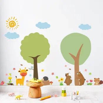 Nový príchod cutie medveď zoo nálepky detská izba škôlke dekor vymeniteľné cartoon nálepky nástenná maľba odtlačkový domova nástenné plagáty