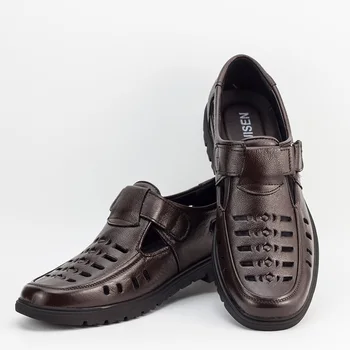 Nový príchod leta 2018 pravej kože duté otvor muž mužov ležérne topánky nepremokavé priedušná pohode obuv