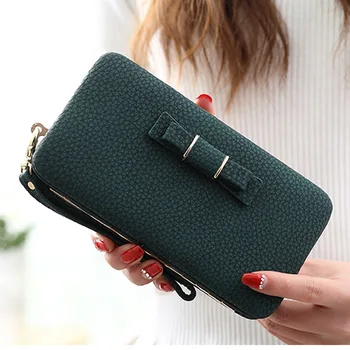 Nový príchod módnych peňaženiek ženy dlhé dizajn roztomilý Bowknot veľkú kapacitu, lunch box dámske peňaženky, kabelky spojka