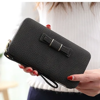 Nový príchod módnych peňaženiek ženy dlhé dizajn roztomilý Bowknot veľkú kapacitu, lunch box dámske peňaženky, kabelky spojka