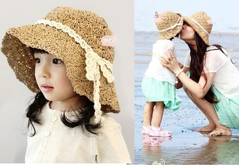 Nový príchod ručné dievčatá letné klobúky pláži čiapky pre dievča rodič-dieťa slnka čiapky letné čiapky pre dievčatá a ženy, doprava zdarma