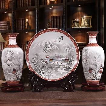 Nový Príchod Starožitné Jingdezhen Keramická Váza Doska Set Klasickej Čínskej Tradičnej Dekorácie, Vázy Kvet Porcelánová Váza