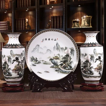 Nový Príchod Starožitné Jingdezhen Keramická Váza Doska Set Klasickej Čínskej Tradičnej Dekorácie, Vázy Kvet Porcelánová Váza