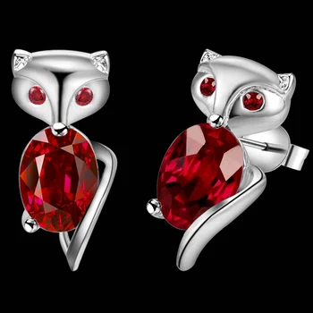 Nový Príchod veľké tmavočervené zirkón fox Mincový striebro-šperky, Náušnice pre ženy módne šperky Náušnice /RMTRGUIN XHWLXYQH