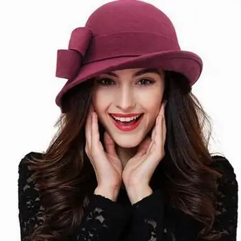 Nový Príchod Vlna klobúk Jeseň Zima Ušľachtilý Európskej Americký Elegantné Módne Dievčatá Spp Dámy Vedierko Hat Ženy Vlna Fedora Klobúk