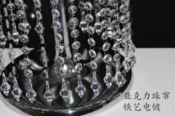 Nový rok Crystal Svadobné Kvetinové Vázy Držiteľ Tabuľka Centerpieces svietnik Dekorácie Chrismtas Kovový Stojan s Krištáľovo