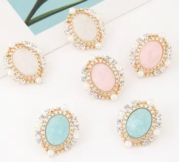 Nový Ročník Módnej Zlatá Farba Náušnice Pre Ženy Bijoux Crystal Simulované Pearl Vyhlásenie Veľké Earings Módne Šperky