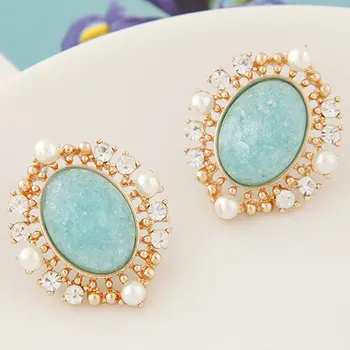 Nový Ročník Módnej Zlatá Farba Náušnice Pre Ženy Bijoux Crystal Simulované Pearl Vyhlásenie Veľké Earings Módne Šperky
