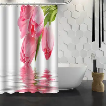 Nový Ružový Kvet Vlastný Sprchový Záves S Háčikmi Textílie Vaňa Opony pre Kúpeľňa WJY1.17