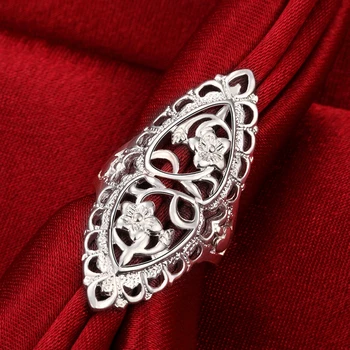 Nový Silver 925 Krúžok pre Ženy Módne Šperky Kvet Dlhý Prsteň snubný Prsteň Vianočné Darčeky Ženské Príslušenstvo Anel Bijoux Veľkoobchod