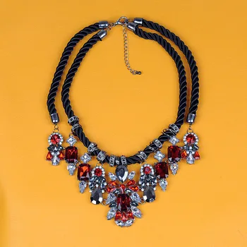 Nový vintage šperky duté choker náhrdelník kolo crystal dlho nezávislá náhrdelník accessaries darček kvet akryl nastaviť