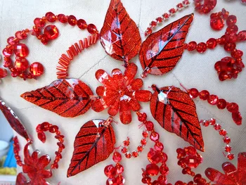Nový čistý ručné červenými kamienkami nášivka 60*29 cm šiť na kryštály škvrny výbava pre šaty DIY príslušenstvo