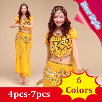 Nový Štýl Brušného tanca kostým bellydance clothesbelly tanečný súbor indický tanec nosenie 4pcs-7pcs,6 farieb pre váš výber.