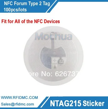 NTAG215 tag pre TagMo Ntag215 štítok, Ntag215 nálepky NFC Fórum type2 značku,NFC nálepka 100ks