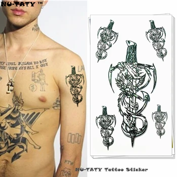 Nu-TATY Svätý Meč King Arthur Dočasné Tetovanie Body Art Flash Tetovanie Nálepky 17*10 cm Nepremokavé Falošné Tetovanie Styling Nálepky