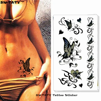 Nu-TATY Zelený Motýľ Dočasné Tetovanie Body Art Rameno Flash Tetovanie Nálepky 17*10 cm Nepremokavé Falošné Henna Bezbolestné Tatto Nálepky
