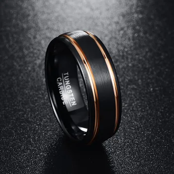 Nuncad hot predaj 8MM Klasické Čierne Leštené Volfrámu snubné Prstene pre Mužov Zapojenie Šperky Darček T040R