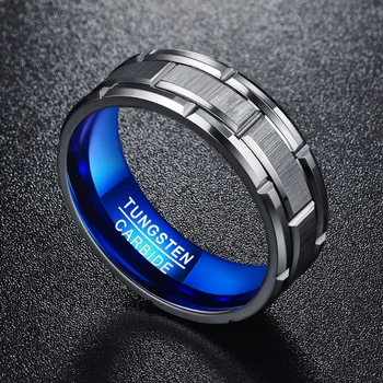 Nuncad T062R unikátny Zásnubný prsteň zmes krúžok otvor modrá 8MM široké volfrámové ocele veľkosť prsteňa 7-12