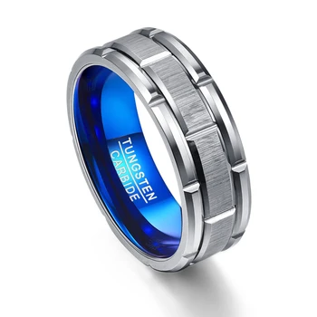 Nuncad T062R unikátny Zásnubný prsteň zmes krúžok otvor modrá 8MM široké volfrámové ocele veľkosť prsteňa 7-12