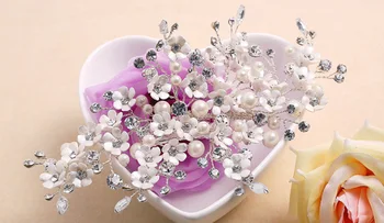 Nádherné Luxusné, Ručne Tkaná Biela Mini Kvetinový Sponky Do Vlasov Crystal Svadobné Svadobné Vlasové Ozdoby, Doplnky Do Vlasov