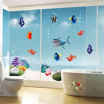 Nádherné More, svet, farebné ryby zvieratá vinyl na stenu umenie okno, kúpeľňa decor dekorácie samolepky na stenu pre predškolské deti izieb