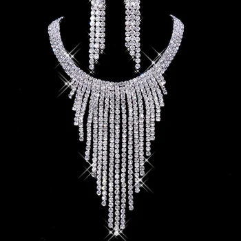 Nádherné Nový Dizajn Svadobné Šperky Set-Top Kvalita Crystal Luxusné Svadobné Šperky, Svadobné Náušnice + Náhrdelník Šperky Sady